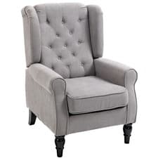 Image of HOMCOM Accent Armchair Home Furniture Retro Tufted Club Wood Fabric, Grey