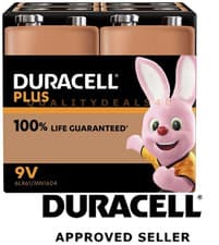 Image of 4 x Duracell 9V PP3 Plus Power Batteries Smoke Detector MN1604 LR22 Long Lasting