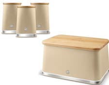 Image of Swan Nordic Oatmeal Bread Bin & Canisters Kitchen Storage Set Scandinavian Style