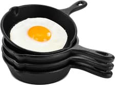 Image of WOPPLXY 4PCS Mini Cast Iron Skillet, 4 Inch Small Frying Cast Iron Pan, Iron Egg