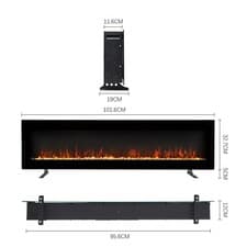 Image of LED Fireplace Media Wall Fire Wall Mounted Standing Electric Heater 40/50/60 in.