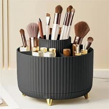 Image of 360° Rotating Makeup Organizer -1Pc Plastic Cosmetic Storage with 5 Compartments