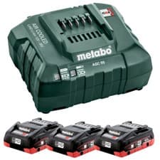 Image of Metabo 685132380 18V Basic Set 3 x 4.0Ah LiHD Batteries With ASC 55 Charger