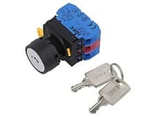 Image of YW1K-33DE21 Switch: Rotary Switch with Key 22mm Rod.Pos: 1 Black IDEC