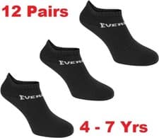 Image of 12 Pairs Everlast Kids Low Cut Socks UK C8-C13 Cotton 4 - 7 yrs Black