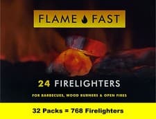 Image of Flamefast 768 FIRELIGHTERS BOX Long Burning High Fuel Hotspots 32 PACKS BULK