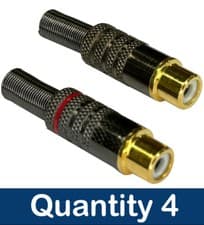 Image of AudioPro 4 x RCA Phono Female Audio Plugs AV Stereo Red Black Solder Connectors