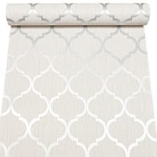 Image of White Trellis Glitter Wallpaper Silver Metallic Slight Imperfect Textured Vinyl
