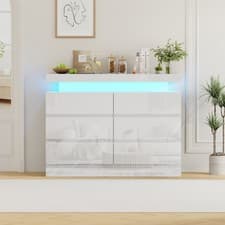 Image of 6 8 Drawer Cabinet Chest of Drawers High Gloss Storage with LED Lights Furniture