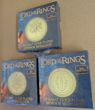 Image of Lord of the Rings 24k Gold Plated Medallion 3-pack Gondor - Mordor - Elven