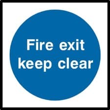 Image of Fire Exit Keep Clear Sign or Sticker - All Material & Size options