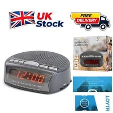 Image of 'Daybreak' Black Clock Radio - Large LED Display, Rotary Controls, Backup Power
