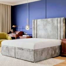 Image of NEW OTTOMAN STORAGE PANEL PLUSH VELVET UPHOLSTERED BED FRAME WITH 51" HEADBOARD