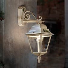 Image of Outdoor Wall Sconce Classic Ivory and Gold Lantern 1 Light FL-188
