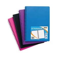 Image of A5 Wiro Polypropylene Notebook (Pack of 5) 301472 Sundry - Assorted colours