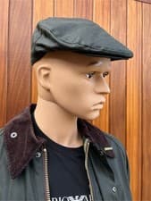 Image of BARBOUR WAX FLAT CAP Mens Sage Green Size 7 1/4