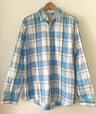 Image of Jack Wills pale blue checked shirt with mint green and white medium