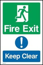 Image of Fire Exit Keep Clear Sign or Sticker - All Sizes (MISC13)