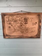 Image of Lord Of The Rings map of middle earth solid wood & Framed 600x400mm
