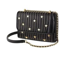 Image of NWT Tory Burch Fleming Star-Stud Small Leather Convertible Shoulder Bag Black