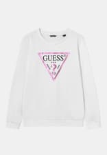 Image of Guess Girls Foil Triangle Logo Sweatshirt Crew Top Jumper White 12,14,16 Yrs New