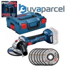 Image of Bosch GWX 18V-7 X-LOCK 18v 115mm Brushless Angle Grinder Bare LBOXX + 6 Discs