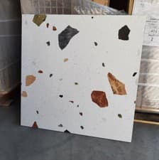 Image of Stracciatella White Terrazzo Effect Polished Porcelain Tiles 75x75cm 4sqm