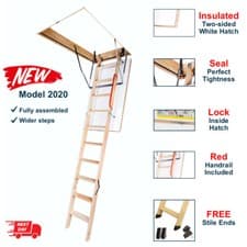 Image of Optistep OLE Wooden 3-Section Folding Loft Ladder 60cm x 111cm Free Stile Ends