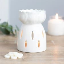 Image of White Gloss Lotus Flower Oil Burner. Home Fragrance Gift