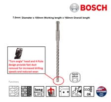Image of Bosch SDS Plus (5X Series) 7.0MM X 160MM MASONRY AND REBAR-CONCRETE DRILL BIT
