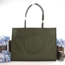 Image of Tory Burch Ella Olive Green Nylon Leather Large Tote Bag NWT