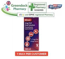 Image of Promethazine Elixir( Phenergan )5mg/5ml Hayfever rashes travel sickness insomnia