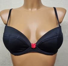 Image of Ann Summers Fitting Bra Size 34E Black Underwired Padded Plunge Lingerie 62334