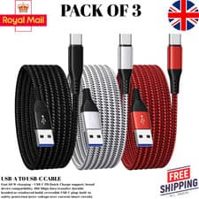 Image of 1,2,3 Pack Heavy Duty USB Type C Charging Cable Braided FastPhone LongLead 2m 1m