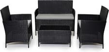 Image of Black Rattan Garden Furniture Set Patio Conservatory Balcony Indoor Outdoor