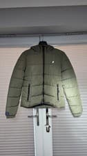 Image of Superdry Hooded sports puffer jacket in dusty olive green