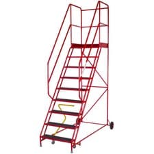 Image of 9 Tread HEAVY DUTY Mobile Warehouse Stairs Anti Slip Steps 3.03m Safety Ladder