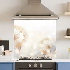 Image of Premium Various Sizes Abstract Dandilion 6mm Glass Toughened Kitchen Splashback