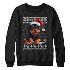 Image of Christmas Rottweiler Sweatshirt For Kid Dog Owner Kids Jumper Day Festive Rot...