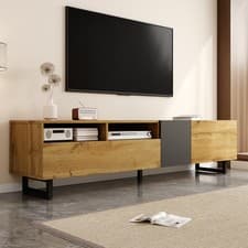 Image of Wooden TV Stand TV Unit Cabinet with Open Shelves 3 Door 170cm for up to 70 Inch