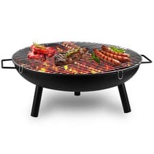 Image of Large Round Steel Fire Pit Garden Patio Camping Heater Burner Bowl BBQ Gril