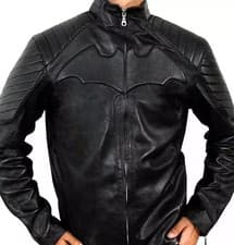 Image of Men’s Batman Justice League Jacket Black Real Leather Superhero Biker Style