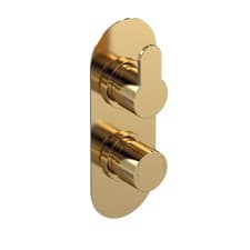 Image of Nuie Arvan Brushed Brass Twin Concealed Thermostatic Shower Valve with Diverter