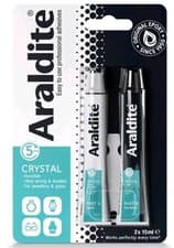 Image of ARALDITE CRYSTAL 2 x 15ml TUBE CLEAR EPOXY POWER GLASS JEWELLERY Crystal Clear