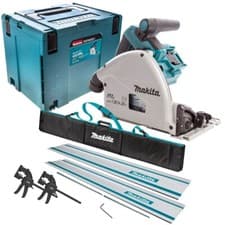 Image of Makita DSP600ZJ 36V Brushless Plunge Saw with 2 x Guide Rail, Clamp, Bag & Case