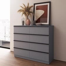 Image of 8 Drawer Chest of Drawers Matt Grey Modern Bedroom furniture Ripple Design