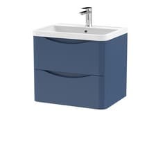 Image of Wall Hung 2 Drawer Vanity Basin Unit + Polymarble Basin, Choice of Colour/Size