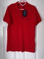 Image of NWT Polo Ralph Lauren Men's S Red Cotton Embroidered Logo Polo Shirt Designer