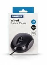 Image of STATUS® WIRED OPTICAL MOUSE USB POWERED 1000 DPI SUPPORTS WINDOWS & MAC OS