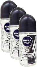 Image of NIVEA MEN Black & White Original Anti-Perspirant Deodorant Roll-On 50mL - 3 Pack
